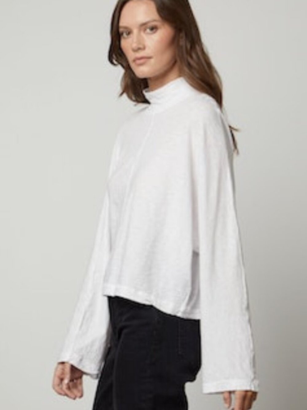 Velvet By Graham & Spencer Stacey Cotton Slub Mock Neck Long Sleeve Tee Size XS